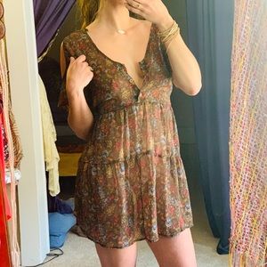 Band of Gypsies Cold Shoulder Paisley mini dress